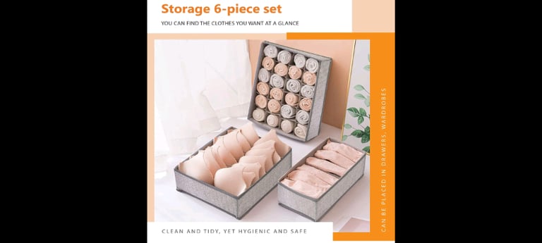Underwear Drawer Organiser set of 6