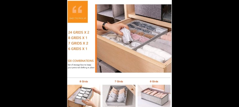 Underwear Drawer Organiser set of 6