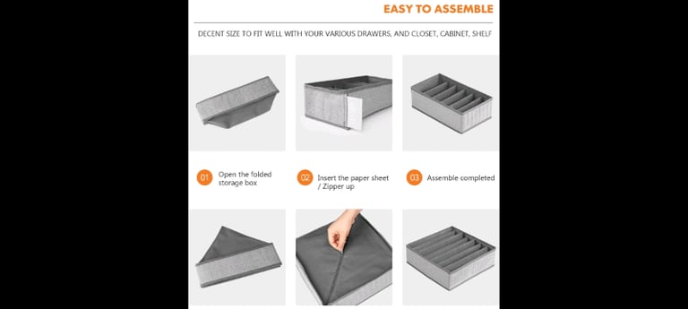 Underwear Drawer Organiser set of 6