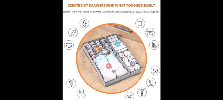 Underwear Drawer Organiser set of 6