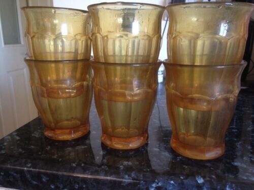 VINTAGE BROWN SOLID WATER GLASSES,SET OF 6,GOOD CONDITION,BARGAIN