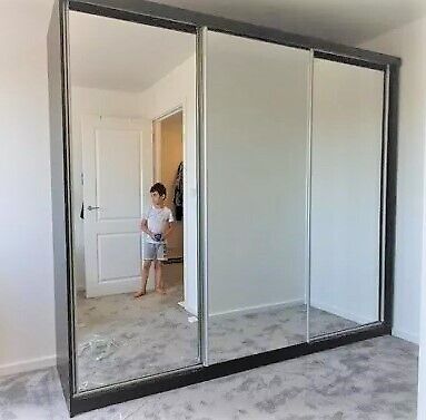 💯💛Brand New Chicago 3/2 Doors Sliding Wardrobe High Gloss or Matte with Mirrors Fast Delivery