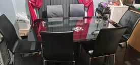 Heavy Duty Glass Dining Table and 6 Chairs 