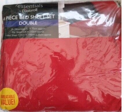 Brand New Red 4 Piece Double Bed Sheet Set. 2 Available