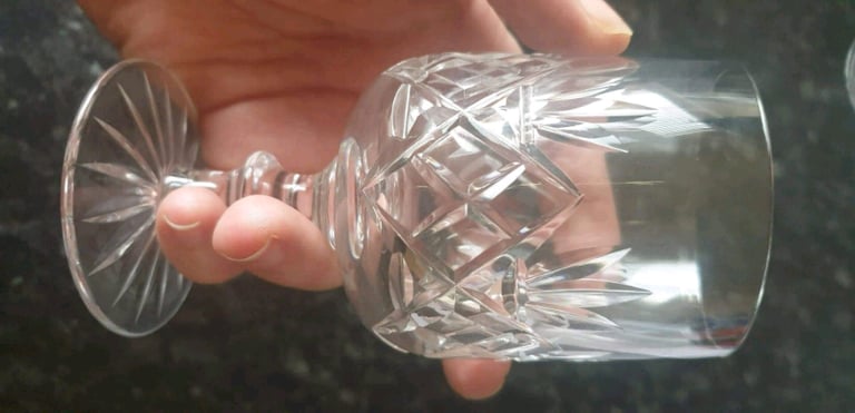 Three Thomas Webb crystal sherry glasses large 