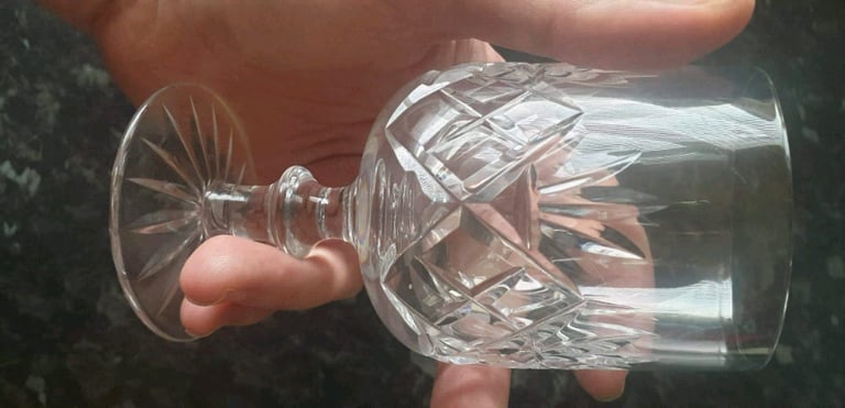 Three Thomas Webb crystal sherry glasses large 