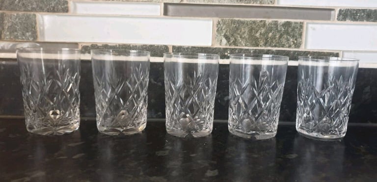 5 x Thomas Webb crystal tumblers glasses small 