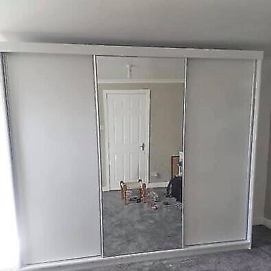 50% Half Price -Brand New Stunning Quality 3/2 Doors Sliding Wardrobe with Mirrors Shelves Rails