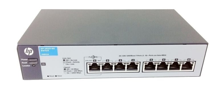 image for HP Procurve 1810-8G 8 port Gigabit Network Switch J9802A