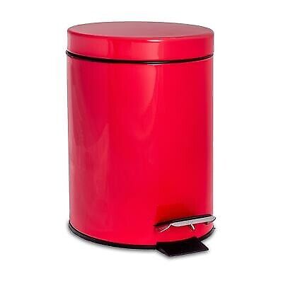 image for Round Bathroom Pedal Bin - Red