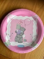 Eleven unopened packs of Me to you Tatty Teddy 9” pink paper plates