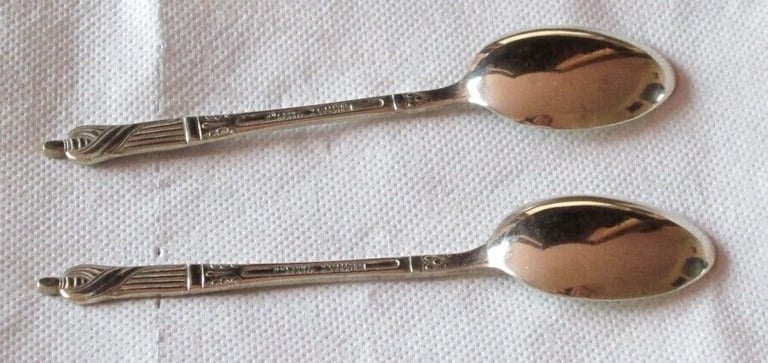 pair - vintage - APOSTLE SPOONS - LABELLED NICKEL SILVER, GOOD CONDITION