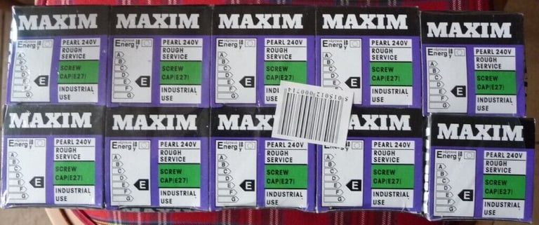 NEW MAXIM 60W e27 SCREW FIT ROUGH SERVICE LIGHT BULBS - PACK OF 10