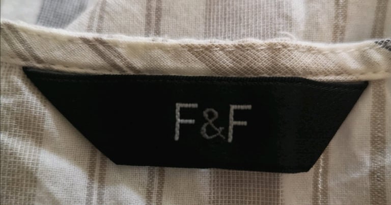 F&F Pretty Cotton/Linen Cream Beige and Silver Stripe Top Immaculate 