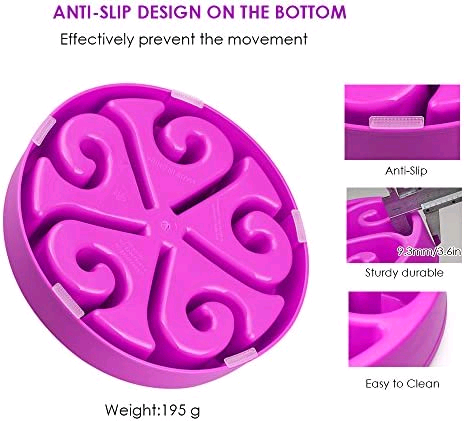 Zellar Dog Cat Bowl Slow Feeder Bowls- Slow Feed+Interactive+Bloat Sto