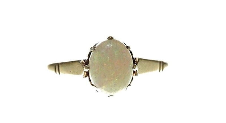 AE-9 CARAT GOLD - Vintage Gold Opal Ring Size 'N 1/2'  Birmingham 1982 Hallmark