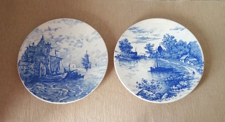 image for Vintage Villeroy & Boch Luxemburg blue and white wall plate/s