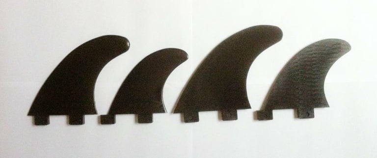 Surfboard Fins FCS Set of 3 black or white surf fin. Singles & Quads also available