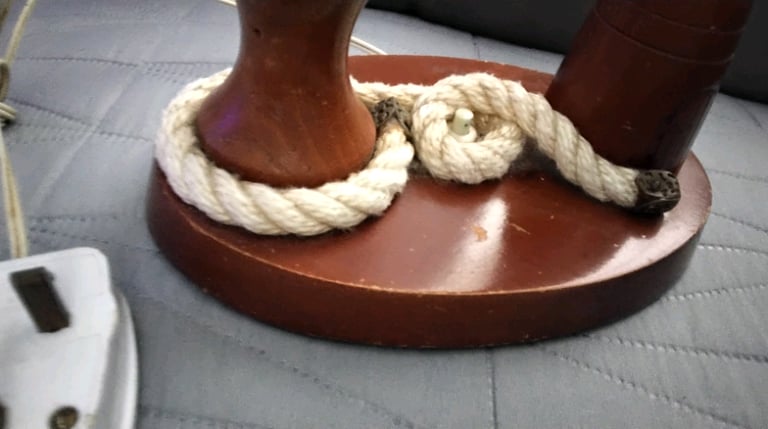 Vintage 1950s wooden lighthouse lamp