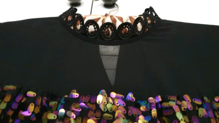 BLACK & SEQUIN EVENING TOP