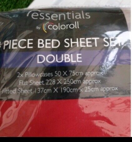Brand New Red 4 Piece Double Bed Sheet Set. 2 Available