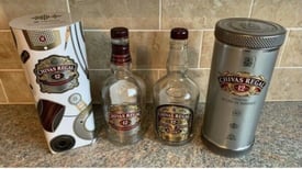 PAIR Of LIMITED EDITION Empty Chivas Regal Scotch Whisky Bottles/Tins