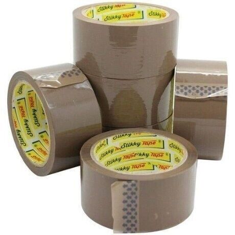 image for Brown Parcel/Packaging Tape, Original Stikky Tape, 6 Rolls of Tape 48mm x 66 metres approx