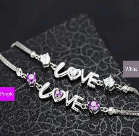 image for Silver bracelets - brand new, in white and purple stones