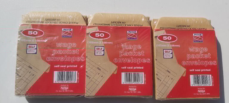 WAGE ENVELOPES CASH PACKET SELF SEAL