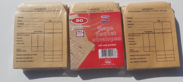 WAGE ENVELOPES CASH PACKET SELF SEAL
