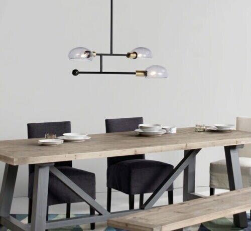 Madecom Tangle 3 Light Pendant Chandelier in Black, Smoked Grey & Anti