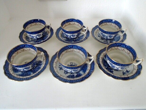 Real Old Willow six coffee cups and saucers (A8025)