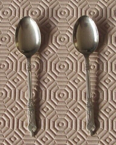 pair - vintage - APOSTLE SPOONS - LABELLED NICKEL SILVER, GOOD CONDITION