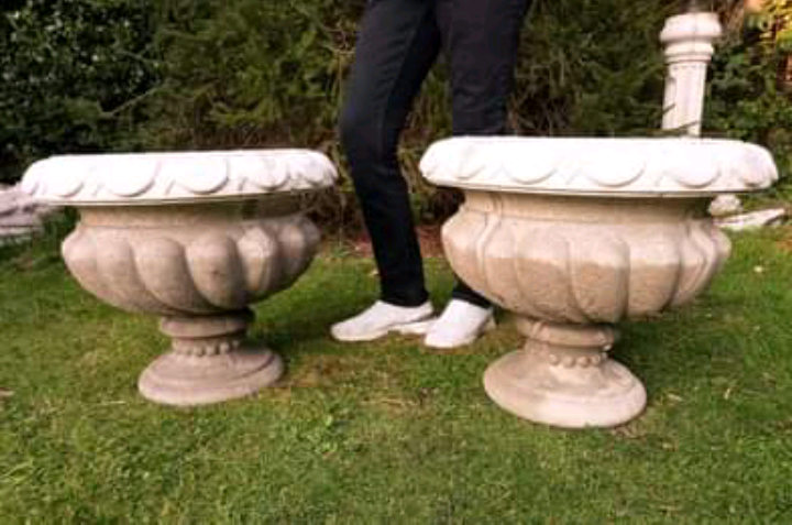 Pair of large stone urn planters