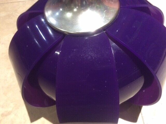 Funky, up-cycled vintage, early 70’s purple lucite, segment lampshade converted table lamp 