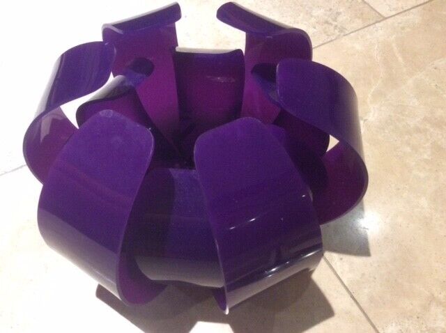 Funky, up-cycled vintage, early 70’s purple lucite, segment lampshade converted table lamp 