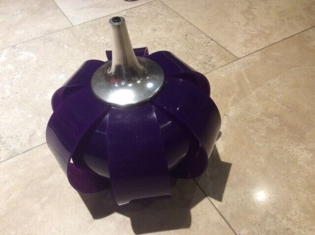 Funky, up-cycled vintage, early 70’s purple lucite, segment lampshade converted table lamp 