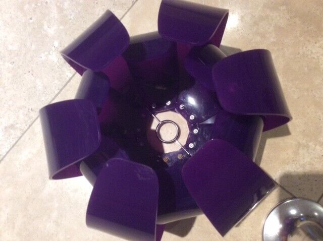 Funky, up-cycled vintage, early 70’s purple lucite, segment lampshade converted table lamp 