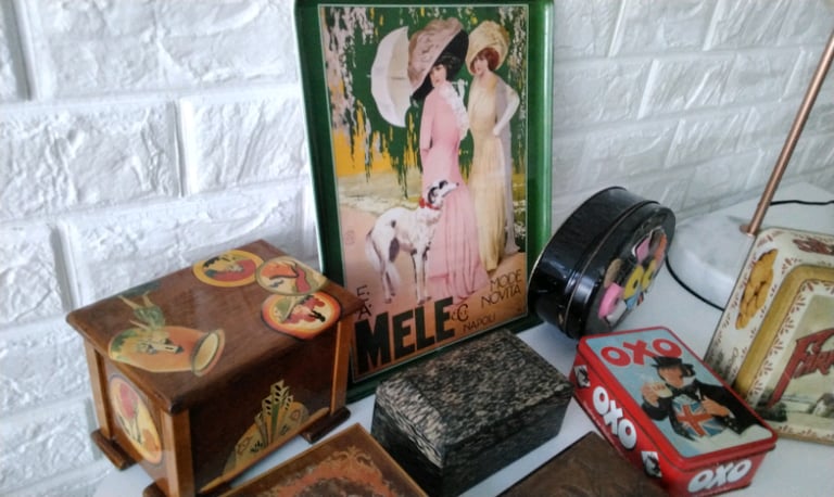 Retro small boxes and tins job lot garage find 
