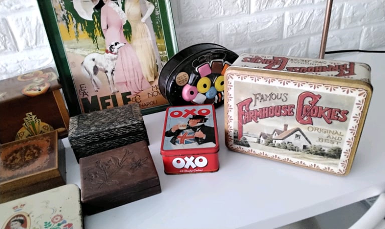 Retro small boxes and tins job lot garage find 