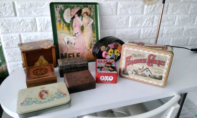 image for Retro small boxes and tins job lot garage find 