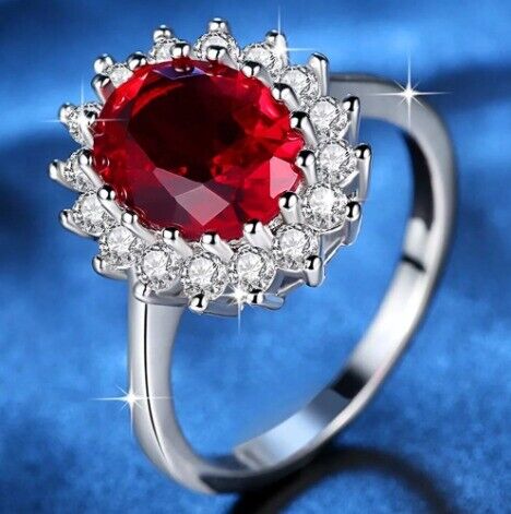 Red and blue stone rings - various sizes