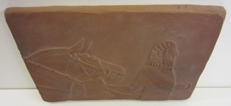 Assyrian Inspired 'Man with Horse' / One-Off Pottery Tile