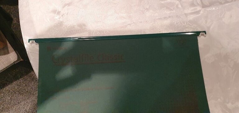 Used Crystalfile Foolscap Suspension Files - V Green - Pack of 25- Recyclable