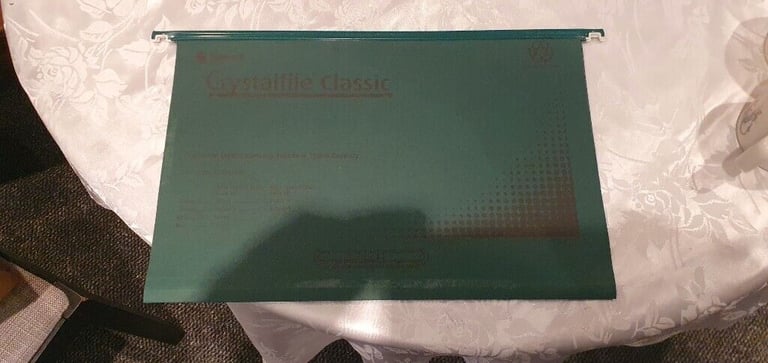 Used Crystalfile Foolscap Suspension Files - V Green - Pack of 25- Recyclable