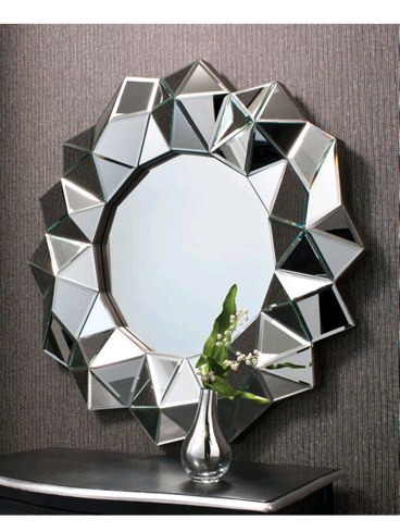 image for New boxed Gallery Aura Round Wall Mirror - modern sunburst bevelled