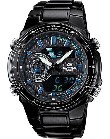 NEW CASIO Edifice EFA-131 Digital Analogue Watch Black Metal Strap Analog