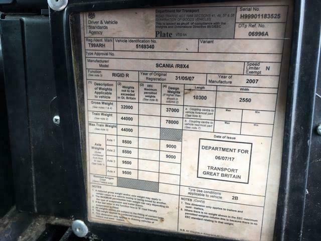 2007 SCANIA R380 8X4 SLEEPERCAB HIAB FLATBED COUPLED WITH 20FT TRAILER