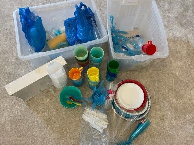 HUGE SELECTION OF PARTY PLATES CUPS GLASSES AND CUTLERY 