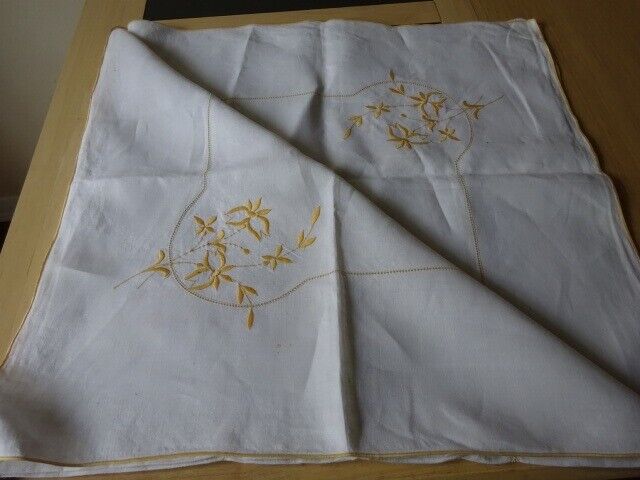 Embroidered linen tablecloth